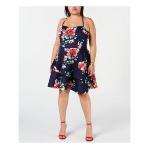 SEQUIN HEARTS Womens Navy Spaghetti Strap Knee Length Party Dress 20